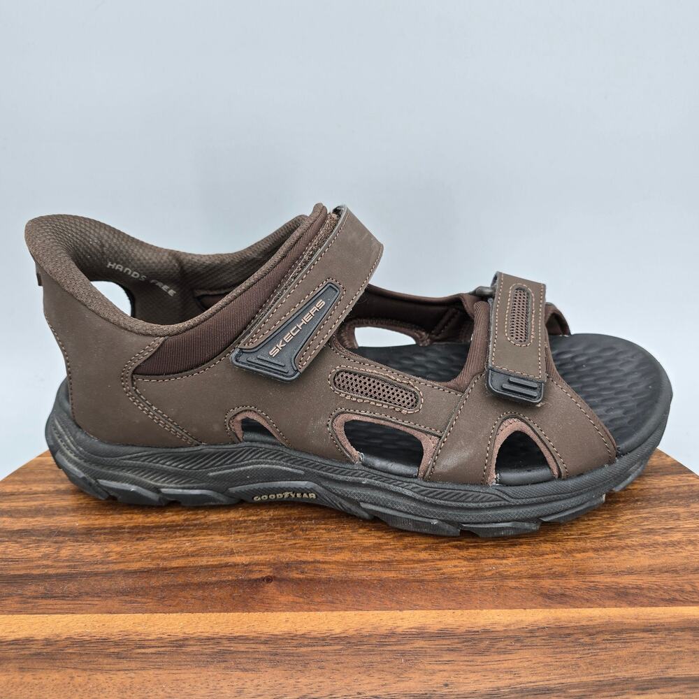Skechers Slip Ins Sandals Mens 12 M Dark Brown Adjustable Strappy Comfort Sport